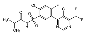 N-((2-chloro-5-(5-chloro-6-(difluoromethyl)pyrimidin-4-yl)-4-fluorophenyl)sulfonyl)isobutyramide_677776-50-0