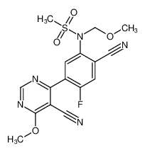 N-(2-cyano-5-(5-cyano-6-methoxypyrimidin-4-yl)-4-fluorophenyl)-N-(methoxymethyl)methanesulfonamide_677777-11-6