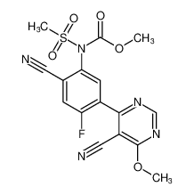 methyl (2-cyano-5-(5-cyano-6-methoxypyrimidin-4-yl)-4-fluorophenyl)(methylsulfonyl)carbamate_677777-18-3