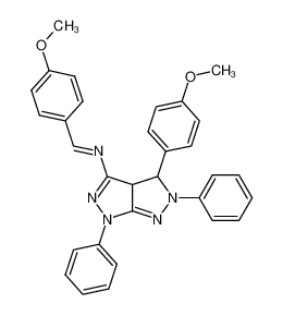 4-(4-methoxy-benzylideneamino)-3-(4-methoxy-phenyl)-2,6-diphenyl-1,2,3,6-tetrahydro-pyrazolo[3,4-c]pyrazole_67780-66-9