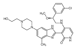 (S)-4-((2-(3-chlorophenyl)-2-methoxyethyl)amino)-3-(6-(4-(2-hydroxyethyl)piperazin-1-yl)-4-methyl-1H-benzo[d]imidazol-2-yl)pyridin-2(1H)-one_678139-98-5