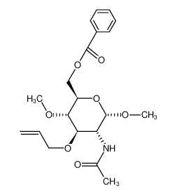 Benzoic acid (2R,3S,4R,5R,6S)-5-acetylamino-4-allyloxy-3,6-dimethoxy-tetrahydro-pyran-2-ylmethyl ester_67816-90-4
