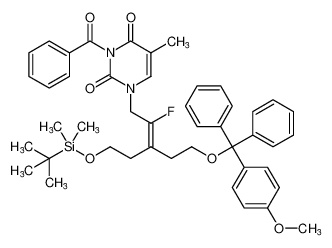 (E)-3-benzoyl-1-(5-((tert-butyldimethylsilyl)oxy)-2-fluoro-3-(2-((4-methoxyphenyl)diphenylmethoxy)ethyl)pent-2-en-1-yl)-5-methylpyrimidine-2,4(1H,3H)-dione_678182-80-4