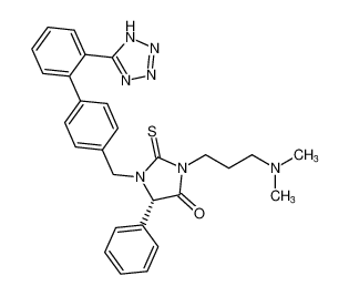 (S)-1-((2'-(1H-tetrazol-5-yl)-[1,1'-biphenyl]-4-yl)methyl)-3-(3-(dimethylamino)propyl)-5-phenyl-2-thioxoimidazolidin-4-one_678183-05-6