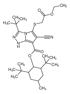 2,6-di-tert-butyl-4-methylcyclohexyl 3-(tert-butyl)-6-cyano-5-((2-ethoxy-2-oxoethyl)thio)-1H-pyrrolo[2,1-c][1,2,4]triazole-7-carboxylate_678186-45-3