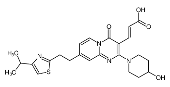 (E)-3-(2-(4-hydroxypiperidin-1-yl)-8-(2-(4-isopropylthiazol-2-yl)ethyl)-4-oxo-4H-pyrido[1,2-a]pyrimidin-3-yl)acrylic acid_678186-69-1