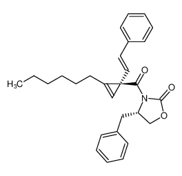 (S)-4-benzyl-3-((S)-2-hexyl-1-((E)-styryl)cycloprop-2-ene-1-carbonyl)oxazolidin-2-one_678195-72-7
