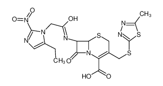 (6R,7R)-7-[[2-(5-ethyl-2-nitroimidazol-1-yl)acetyl]amino]-3-[(5-methyl-1,3,4-thiadiazol-2-yl)sulfanylmethyl]-8-oxo-5-thia-1-azabicyclo[4.2.0]oct-2-ene-2-carboxylic acid_67855-53-2