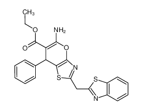 ethyl 5-amino-2-(benzothiazol-2-ylmethyl)-7-phenylthiazolo[4,5-b]pyran-6-carboxylate_678980-07-9