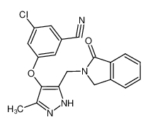 3-chloro-5-[3-methyl-5-(1-oxo-1,3-dihydro-isoindol-2ylmethyl)-1H-pyrazol-4yloxy]-benzonitrile_678992-31-9