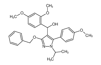 3-benzyloxy-1-isopropyl-5-(4-methoxyphenyl)-1H-pyrazol-4-yl (2,4-dimethoxyphenyl)-methanol_678994-99-5