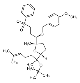 ((S)-1-{(2R,5S)-5-[(R)-3-Benzenesulfonyl-1-(4-methoxy-benzyloxy)-propyl]-5-methyl-tetrahydro-furan-2-yl}-1,5-dimethyl-hex-4-enyloxy)-trimethyl-silane_678999-06-9