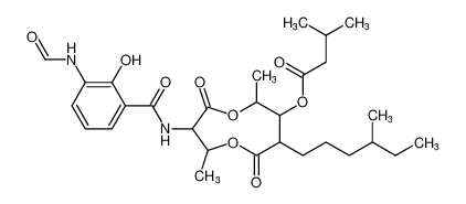 3-(3-formamido-2-hydroxybenzamido)-2,6-dimethyl-8-(4-methylhexyl)-4,9-dioxo-1,5-dioxonan-7-yl 3-methylbutanoate_679395-08-5
