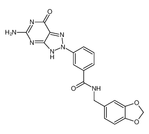3-(5-amino-7-oxo-3,7-dihydro-2H-[1,2,3]triazolo[4,5-d]pyrimidin-2-yl)-N-(benzo[d][1,3]dioxol-5-ylmethyl)benzamide_679404-41-2