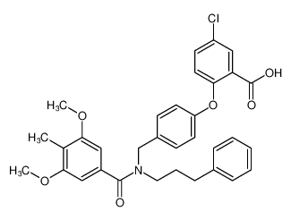 5-chloro-2-(4-((3,5-dimethoxy-4-methyl-N-(3-phenylpropyl)benzamido)methyl)phenoxy)benzoic acid_679789-60-7