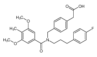 2-(4-((N-(3-(4-fluorophenyl)propyl)-3,5-dimethoxy-4-methylbenzamido)methyl)phenyl)acetic acid_679790-71-7