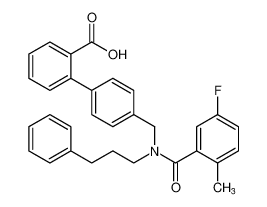 4'-((5-fluoro-2-methyl-N-(3-phenylpropyl)benzamido)methyl)-[1,1'-biphenyl]-2-carboxylic acid_679791-89-0