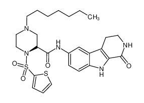 4-heptyl-1-(thiophene-2-sulfonyl)-piperazine-2-carboxylic acid (1-oxo-2,3,4,9- tetrahydro-1H-beta-carbolin-6-yl) amide_679795-58-5