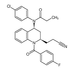 rel-N-(4-chlorophenyl)-N-((2R,4S)-2-(2-cyanoethyl)-1-(4-fluorobenzoyl)-1,2,3,4-tetrahydroquinolin-4-yl)propionamide_679808-55-0