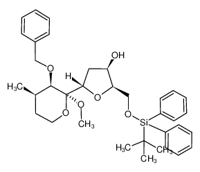 (2R,3R,5S)-5-((2R,3R,4R)-3-Benzyloxy-2-methoxy-4-methyl-tetrahydro-pyran-2-yl)-2-(tert-butyl-diphenyl-silanyloxymethyl)-tetrahydro-furan-3-ol_679812-26-1