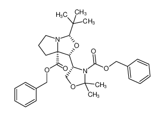 benzyl (1R,3S,7aR)-1-((R)-3-((benzyloxy)carbonyl)-2,2-dimethyloxazolidin-4-yl)-3-(tert-butyl)dihydro-1H,3H-pyrrolo[1,2-c]oxazole-7a(5H)-carboxylate_679827-79-3