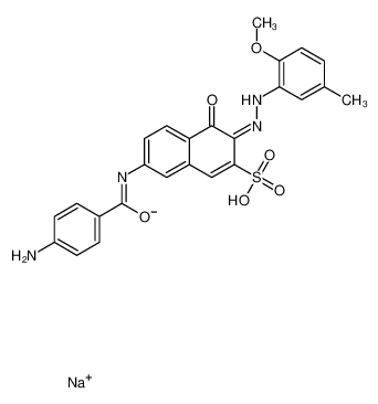 sodium,(3E)-7-[(4-aminobenzoyl)amino]-3-[(2-methoxy-5-methylphenyl)hydrazinylidene]-4-oxonaphthalene-2-sulfonate_67990-26-5