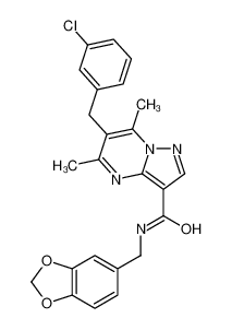N-(1,3-benzodioxol-5-ylmethyl)-6-[(3-chlorophenyl)methyl]-5,7-dimethylpyrazolo[1,5-a]pyrimidine-3-carboxamide_6802-17-1