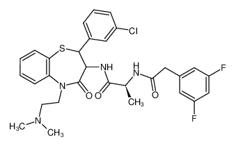 N1-[2-(3-chlorophenyl)-5-[2-(dimethylamino)ethyl]-4-oxo-2,3,4,5-tetrahydro-1,5-benzothiazepin-3-yl]-N2-[(3,5-difluoro-phenyl)acetyl]-L-alaninamide_680228-08-4