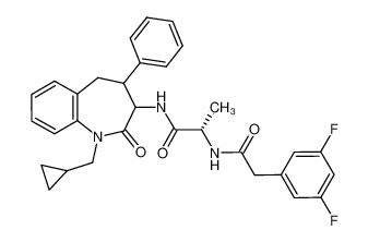 N2-[(3,5-difluorophenyl)acetyl]-N1-[1-(cyclopropylmethyl)-2-oxo-4-phenyl-2,3,4,5-tetrahydro-1H-1-benzazepin-3-yl]-L-alaninamide_680228-72-2