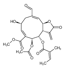(6E,10E)-(3aS,4S,5S,8S,11aR)-5-Acetoxy-10-formyl-8-hydroxy-4-((Z)-2-methyl-but-2-enoyloxy)-3-methylene-2-oxo-2,3,3a,4,5,8,9,11a-octahydro-cyclodeca[b]furan-6-carboxylic acid methyl ester CAS:68024-38-4 manufacturer & supplier