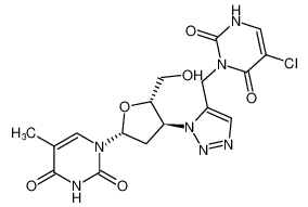 5-chloro-3-((1-((2S,3S,5R)-2-(hydroxymethyl)-5-(5-methyl-2,4-dioxo-3,4-dihydropyrimidin-1(2H)-yl)tetrahydrofuran-3-yl)-1H-1,2,3-triazol-5-yl)methyl)pyrimidine-2,4(1H,3H)-dione_680575-01-3
