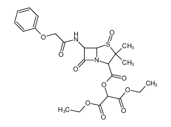 2-[3,3-Dimethyl-4,7-dioxo-6-(2-phenoxy-acetylamino)-4λ4-thia-1-aza-bicyclo[3.2.0]heptane-2-carbonyloxy]-malonic acid diethyl ester_68061-90-5