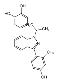 4-[3-(4-hydroxy-2-methylphenyl)-1-isopropyl-1H-indazol-7-yl]benzene-1,2-diol_680614-21-5