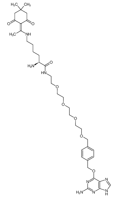 (S)-2-Amino-6-[1-(4,4-dimethyl-2,6-dioxo-cyclohexylidene)-ethylamino]-hexanoic acid {2-[2-(2-{2-[4-(2-amino-9H-purin-6-yloxymethyl)-benzyloxy]-ethoxy}-ethoxy)-ethoxy]-ethyl}-amide_680622-84-8