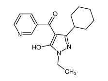 (5-hydroxy-1-ethyl-3-cyclohexyl-1H-pyrazol-4-yl)-pyridin-3-yl-methanone_680972-15-0
