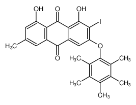 1,8-dihydroxy-2-iodo-6-methyl-3-(2,3,4,5,6-pentamethylphenoxy)anthracene-9,10-dione_680980-62-5