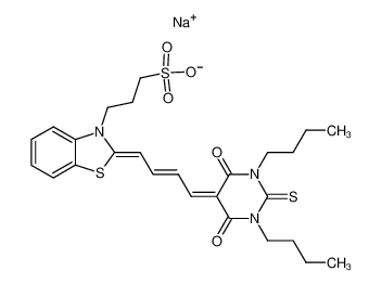 Sodium; 3-{2-[(E)-4-(1,3-dibutyl-4,6-dioxo-2-thioxo-tetrahydro-pyrimidin-5-ylidene)-but-2-en-(Z)-ylidene]-benzothiazol-3-yl}-propane-1-sulfonate_68107-13-1