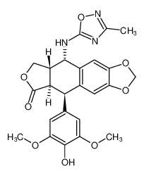 (5R,5aR,8aS,9S)-5-(4-hydroxy-3,5-dimethoxyphenyl)-9-((3-methyl-1,2,4-oxadiazol-5-yl)amino)-5,8,8a,9-tetrahydrofuro[3',4':6,7]naphtho[2,3-d][1,3]dioxol-6(5aH)-one_681138-46-5