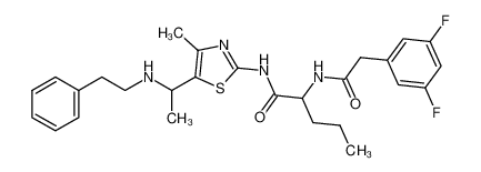 2-[2-(3,5-difluoro-phenyl)-acetylamino]-pentanoic acid [4-methyl-5-(1-phenethylamino-ethyl)-thiazol-2-yl]-amide_681142-70-1