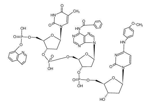 N4-(4-methoxy-phenyl)-2'-deoxy-cytidylyl-(5'-)3')-N6-benzoyl-2'-deoxy-adenylyl-(5'-)3')-[5']thymidylic acid mono-quinolin-8-yl ester_68121-12-0