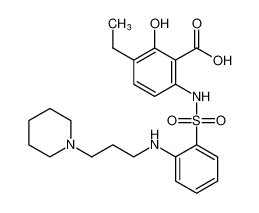 3-ethyl-2-hydroxy-6-((2-((3-(piperidin-1-yl)propyl)amino)phenyl)sulfonamido)benzoic acid_681243-49-2