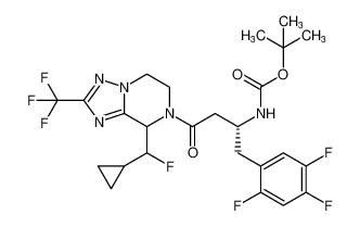Carbamic acid,[(1R)-3-[8-(cyclopropylfluoromethyl)-5,6-dihydro-2-(trifluoromethyl)[1,2,4]triazolo[1,5-a]pyrazin-7(8H)-yl]-3-oxo-1-[(2,4,5-trifluorophenyl)methyl]propyl]-, 1,1-dimethylethyl ester_681249-69-4