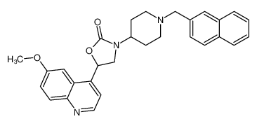 5-(6-methoxyquinolin-4-yl)-3-(1-(naphthalen-2-ylmethyl)piperidin-4-yl)oxazolidin-2-one_681277-53-2