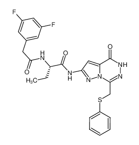 2-[2-(3,5-difluoro-phenyl)-acetylamino]-N-(4-oxo-7-phenylsulfanylmethyl-4,5-dihydro-pyrazolo[1,5-d][1,2,4]triazin-2-yl)-butyramide_681488-31-3