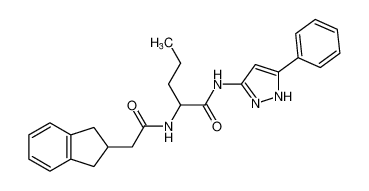 2-(2-(2,3-dihydro-1H-inden-2-yl)acetamido)-N-(5-phenyl-1H-pyrazol-3-yl)pentanamide_681489-91-8