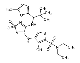 (R)-4-((4-((2,2-dimethyl-1-(5-methylfuran-2-yl)propyl)amino)-1,1-dioxido-1,2,5-thiadiazol-3-yl)amino)-N,N-diethyl-3-hydroxythiophene-2-sulfonamide_681511-68-2