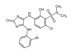 3-((4-((2-bromophenyl)amino)-1-oxido-1,2,5-thiadiazol-3-yl)amino)-6-chloro-2-hydroxy-N,N-dimethylbenzenesulfonamide_681512-51-6