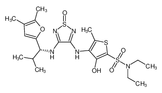 4-((4-(((R)-1-(4,5-dimethylfuran-2-yl)-2-methylpropyl)amino)-1-oxido-1,2,5-thiadiazol-3-yl)amino)-N,N-diethyl-3-hydroxy-5-methylthiophene-2-sulfonamide_681513-44-0