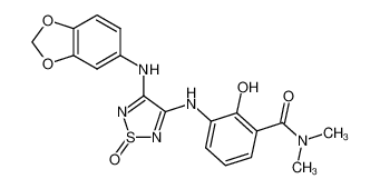 3-((4-(benzo[d][1,3]dioxol-5-ylamino)-1-oxido-1,2,5-thiadiazol-3-yl)amino)-2-hydroxy-N,N-dimethylbenzamide_681513-60-0