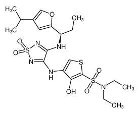 (R)-N,N-diethyl-3-hydroxy-4-((4-((1-(4-isopropylfuran-2-yl)propyl)amino)-1,1-dioxido-1,2,5-thiadiazol-3-yl)amino)thiophene-2-sulfonamide_681514-55-6